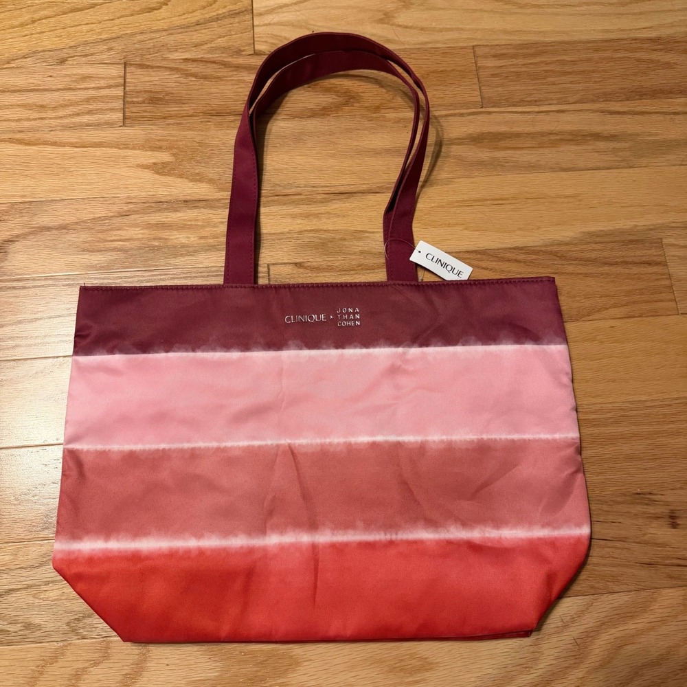 Clinique‎ Jona Than Cohen Ombre Tote Bag Burgundy Pink Red Shopper Carryall